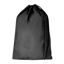 Bronta Mill Plain Natural 100% Cotton Drawstring Stuff Bags | Eco Friendly Storage Pouch | Black - L - 50cm x 40cm