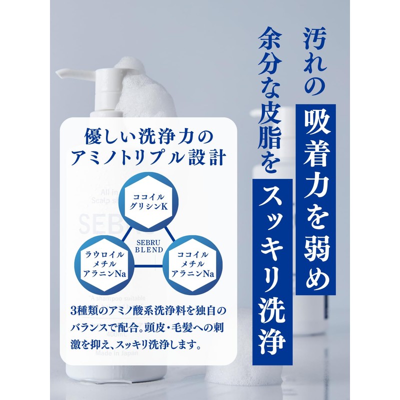 ［フケ・かゆみ抑制シャンプー］SEBRUスカルプケア/400mL 脂漏性頭皮によるフケ・かゆみに 原因菌に着目 低刺激設計 身体も洗える3in1（ハーブ系）