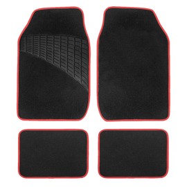 FH Group Car Floor Mats - Carpet Floor Mats for Cars, Universal Fit Automotive Floor Mats, All Purpose Car Floor Mats, Carpet Protector Mat for Most Sedan, SUV, Truck Floor Mats Red