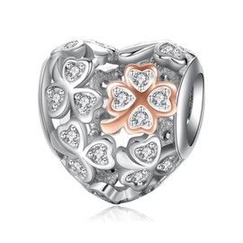 YUMINN Love and Heart Charms 925 Sterling Silver for Bracelets and Necklaces Pendant Beads Valentine's Day Mother's Day Jewellery Gifts for Women, Sterling Silver, Cubic Zirconia