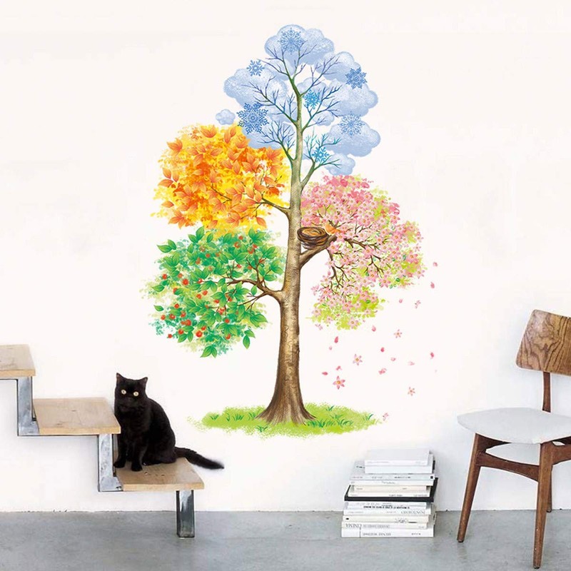 ufengke Four Seasons Tree Wall Stickers Removable Vinyl Wall Decals