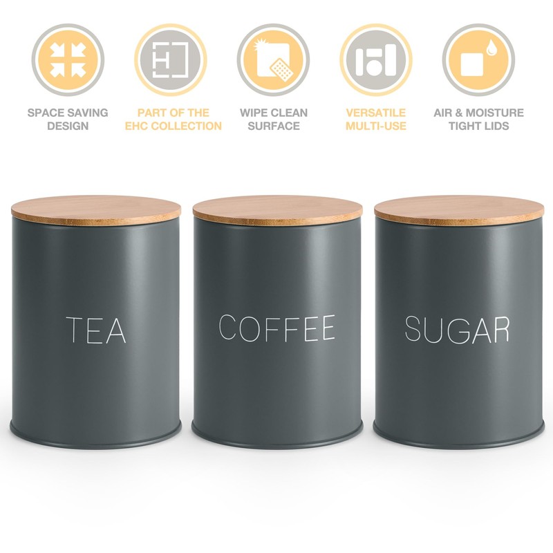 EHC Tea Sugar Coffee Canisters, Tea Sugar Coffee Containers Set