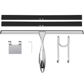 TOOVEM 14-Inch Stainless Steel Shower Squeegee with Hooks