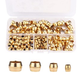 LTWFITTING Assortment Kit 1/8 3/16 1/4 5/16 Inch OD Compression Sleeves Ferrules, Brass Compression Fittings(Pack of 200)