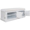 LUMISOL Upholstered Storage Bench with 4 Doors and Adjustable Shelves,