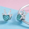 Deer Antlers 925 Sterling Silver Christmas Elk Heart CZ Animal