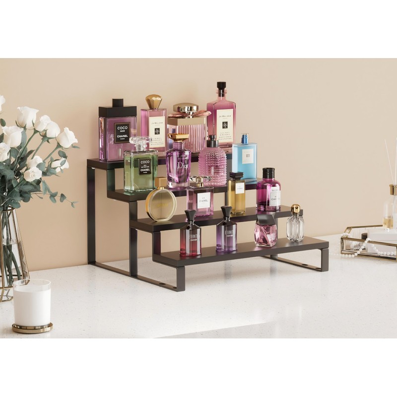 Wood Cologne Organizer for Men,12 Inch 4 Tier Cologne Stand