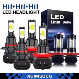 AUIMSOCO For 2019-2022 Ram 1500 2500 3500 LED Headlight High/Low + Fog Light Bulbs Combo