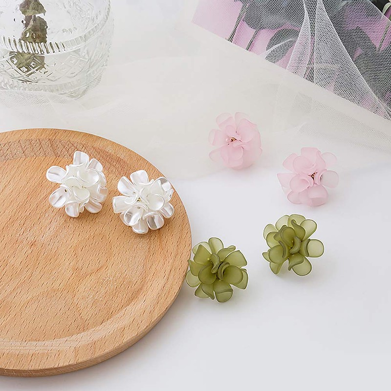 HUJUON Acrylic Scrub Resin Flower Stud Earring for Women. Bohemia