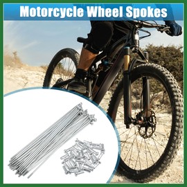 Motoforti 36pcs 14G J Bend Bicycle Galvanized Spokes 130mm 5.12" Cycle Spokes with Brass Nipples Steel Spokes for Mountain Bike MTB Long-Lasting