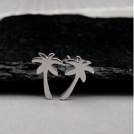 Unbranded Palm Tree Post Earrings - 925 Sterling Silver Palm Tree Studs - Beach Earrings
