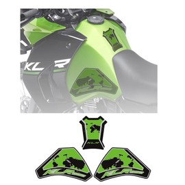 KLR650 Tank PAD Front Side Tank Pad Fuel Stickers Compatible with Klr650 2022-2025 3D Gel Tank Fuel Gip Decal KLR650 Sticker Pad(Green)