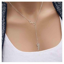 Olbye Infinity Angel Wing Necklace Choker Silver Infinity Necklace Everyday Jewelry Necklace for Women and Girls