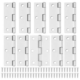 JJWNMLL Silver Door Hinges 10 pcs - 75mm (3 Inch) Cupboard Door Hinges Silver with 60 pcs Silver Screws Door Hinges Internal for Home Furniture Wooden Door Hinge