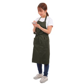 Smile Mode Apron, Neck-Hanging Style, Adjustable Size, Stylish, Plain, Simple Design, with Pockets, Unisex, for Home / Café / Preschool Use, Wrinkle Resistant, 12 Colors, beige, Free size