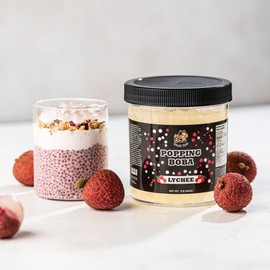 Popping Boba Pearls | Lychee Flavor | 1LB (454g) | Bursting Tea Balls for Drinks, Desserts, Smoothies, and Snack Toppings | Bubble Tea Tapioca Pearl Mix