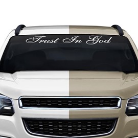 Sticky Creations Trust in God Decal Sticker Windshield Window Vinyl Graphic Banner Rear Back Car Truck SUV Vehicle Christian Faith Quote Bible Script 36"x4.25"+ (Font-Shells 1)