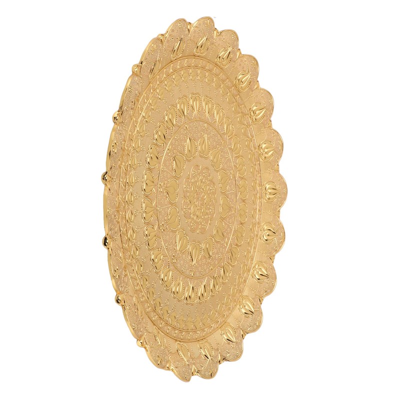 Turkish Tea Coffee Serving Tray Vintage Style Embossed Pattern Round