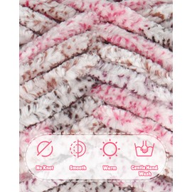 Aeelike 200 g Thick Chenille Wool for Hand Knitting, Soft Chunky Chenille Fluffy Knitting Yarn, Fluffy Velvet Velvet Chenille Yarn for Crocheting, Warm Plush Wool for Hats, Scarves, Blankets, Rose