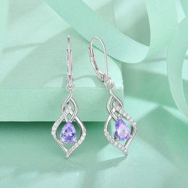 Blaniy Infinity Dangle Drop Leverback Teardrop Earrings for Women 925 Sterling Silver June Birthstone Earrings Alexandrite Jewelry Gifts for Mom Wife Her