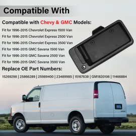 Rear Door Handle & License Plate Bracket Holder Housing for Chevy GMC Rear Right Cargo Door, Compatible with 1996-2015 Chevy Express GMC Savana 1500 2500 3500 Van Replaces 15269298 25866289