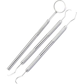 AAProTools Professinal Dental Hygiene Plaque Tartar Remover Scraper Kit Stainless Steel 3 Piece Pick/Scaler/Mirror