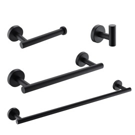 Fapully Luxury European Style Four-Piece Set Wall Mounted Black Bathroom Accessory SeriesColor: Black