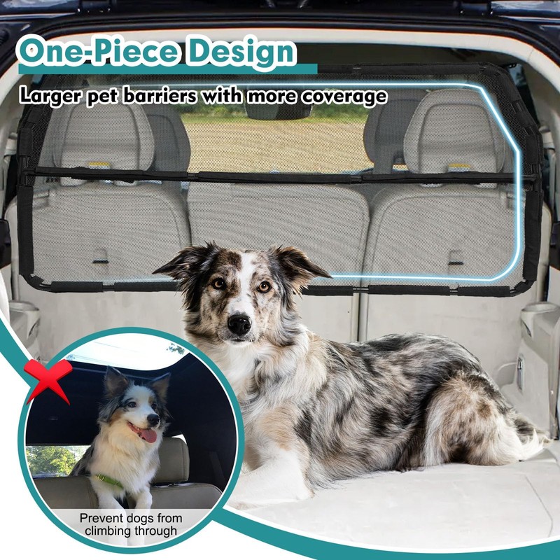 Dog Car Barrier Escape-Proof, 46" Wide Car Divider for 3rd