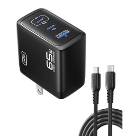 INIU 65W Cargador Tipo C, 3-Puertos Laptop Cargador Rápido con 1.5m Cable