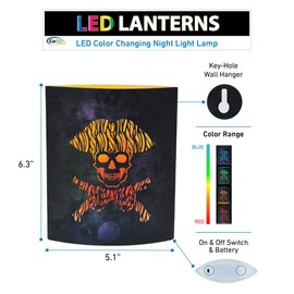 Puzzled CoTa Global LED Lantern Pirate Style Skull - 5.1 inch x 6.3 inch - Multicolor - Item #9685