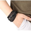 Jstyle 17Pcs Braided Leather Bracelet for Men Women Wooden Beaded