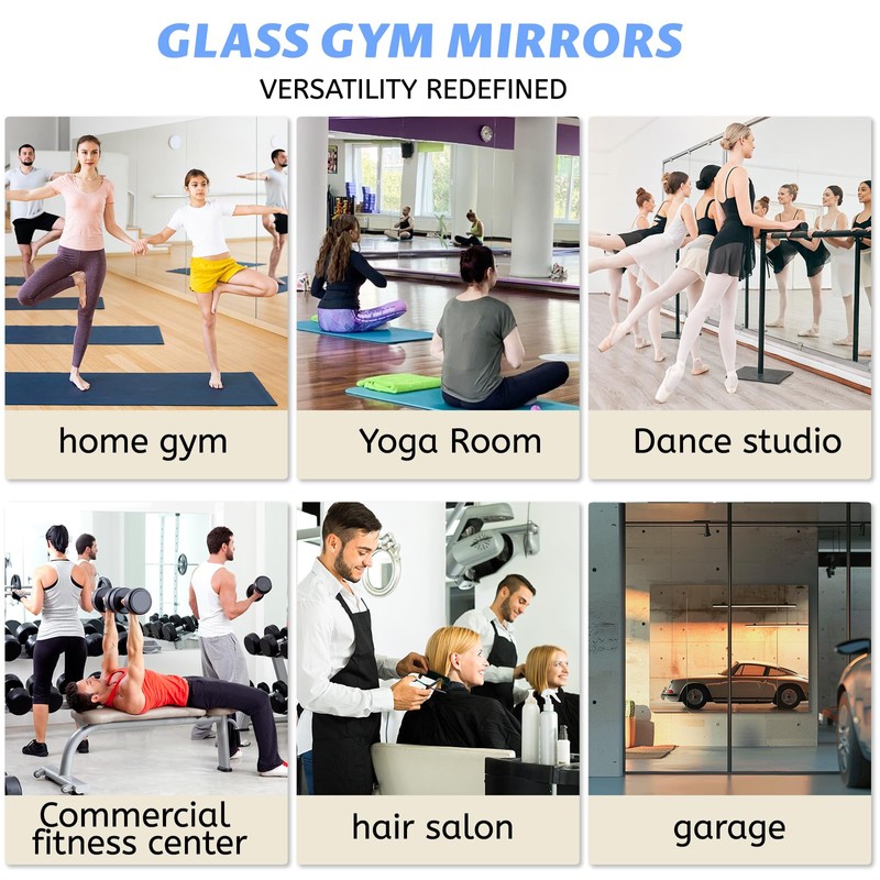 BOOLUU 2 PCS Home Gym Mirror 48 x 24 Inch