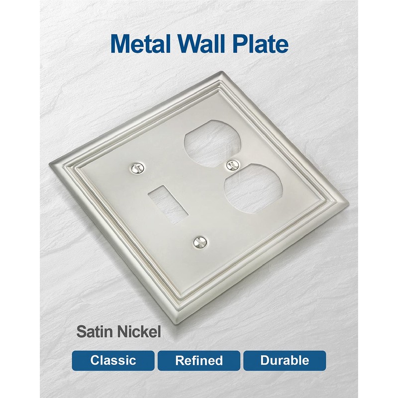 ZILLSEA 2-Pack Combination Toggle/Duplex Wall Plate, Wall Outlet Covers for