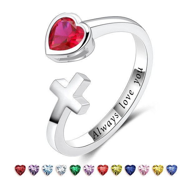 LEXLUNE Adjustable Cross Ring for Women 925 Sterling Silver Fine