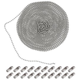6 Metre Ball Chain Stainless Steel, 3 mm Stainless Steel Beads Roller Chain, Ball Chain Silver with 20 Ball Chains Connectors, Stainless Steel Ball Chain Necklace for DIY Jewellery Making, Bracelets,