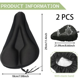 Bike Seat Cushion, 2 PCS Bike Accessories With Bicycle Seat Cushion And Waterproof Bike Seat Cover, Extra Soft Bike Saddle Cushion For Men And Women Outdoor & Indoor