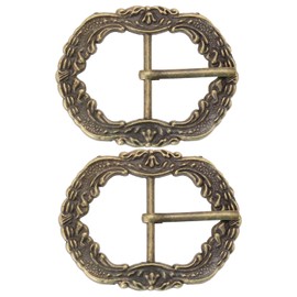 SG Store Pack of 2 Belt Buckles in Vintage Style with Pattern Metal Buckle Irregular Pattern Decorative Buckle for Braces Belt 30 x 58 mm, bronze