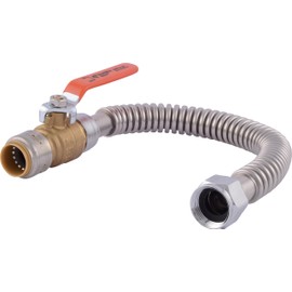 SharkBite Max 3/4 Inch x 3/4 Inch FIP x 18 In. Corrugated Flexible Water Heater Connector, Push to Connect Brass Plumbing Fitting, Stainless Steel, URSS3088FX18BV