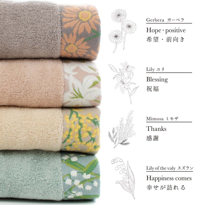 Heartwell Imabari Towel FIORE Fiore Bath Towel, Floral Pattern, Mist