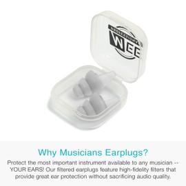 MEE audio Universal High Fidelity 15db Standard Filtered Earplugs (Includes 3 Sizes - S/M/L, Clear)