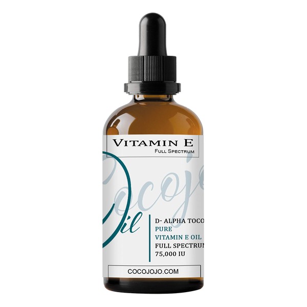 Vitamin E Oil - 100% Pure & Undiluted, Full Spectrum, D Alpha Tocopherol, 75,000 IU - 4 oz Glass & Dropper - for Skin, Hair, Nails, Body Care Hydrating Rejuvenating Skin Oil