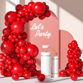 FOTIOMRG FOTIOMRG 110pcs Red Balloon Garland Arch Kit, 18 12 10 5 inch Red Latex Balloons Different Sizes Pack for Birthday Graduation Baby Shower Valentines Christmas Wedding Party Decorations