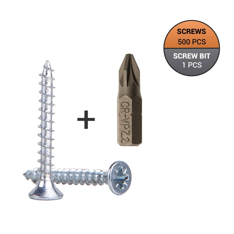 Marcopol Wood Screws, 4.0 x 25 mm, Pack of 500,