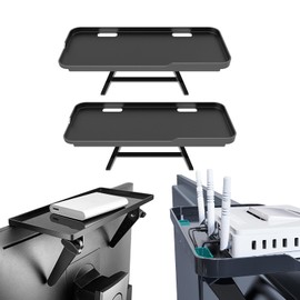 2 Piezas Estante Organizador para TV/Monitor Ajustable - Repisa Ligera con Caja para Cable/Internet, Compatible con Decodificador, Enrutador, Módem, Antena y Dispositivos Electrónicos