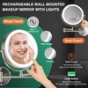 GREENFROM Rechargeable Wall Mounted Makeup Mirror Brushed Nickel, 8.5'' Magnifying