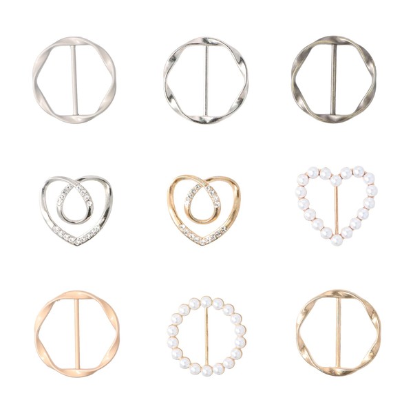 Emperoch 9 Pcs Scarf Ring Clips, Metal T-shirt Tie Clips