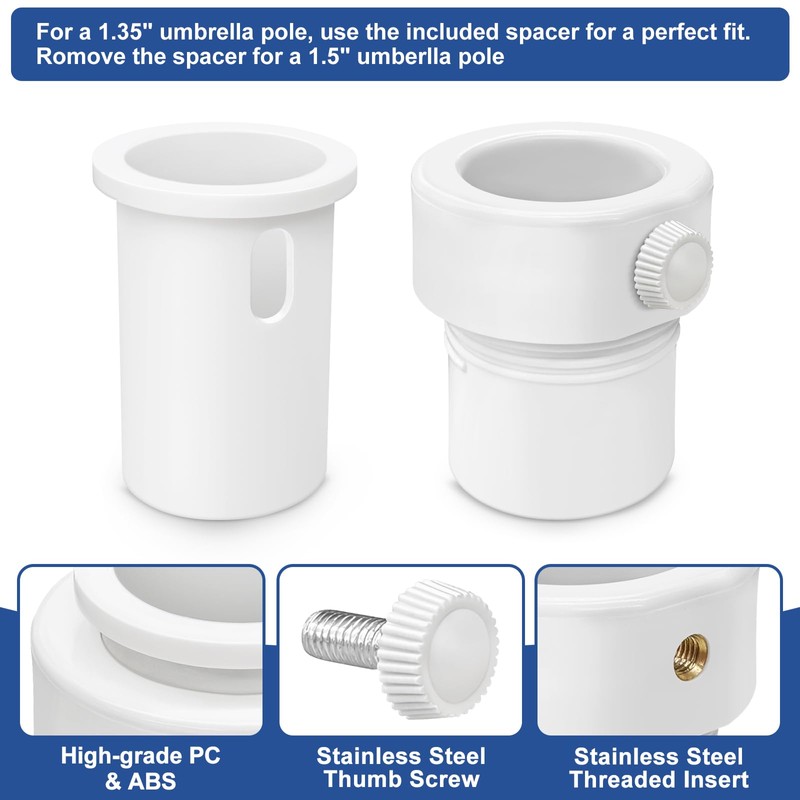 lodfGL Pool Umbrella Pole Stabilizer Sleeve Adapter - Fit 1.5"