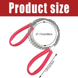 8 PACK Stainless Steel Wire Saw Emergency Saw Kit, Wire Saw Survival Stainless Steel Pocket Chainsaw Backpacking Gear, 27Inch Light Weight for Wood Camping Hiking Hunting, Red, Black