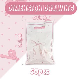 50Pcs Pink Bow Plastic Gift Bags Pink Bow Party Favors Coquette Party Favors Candy Goodie Treat Bags for Birthday Party Baby Shower