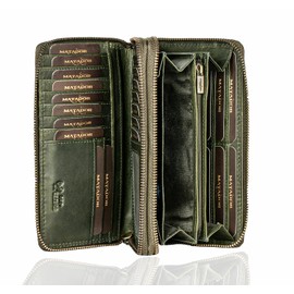 MATADOR Madrid Women's Purse Sizes Including Elegant Gift Packaging | Women's Leather Wallet with RFID Protection | Luxury Leather Wallet Women, Green, Classic